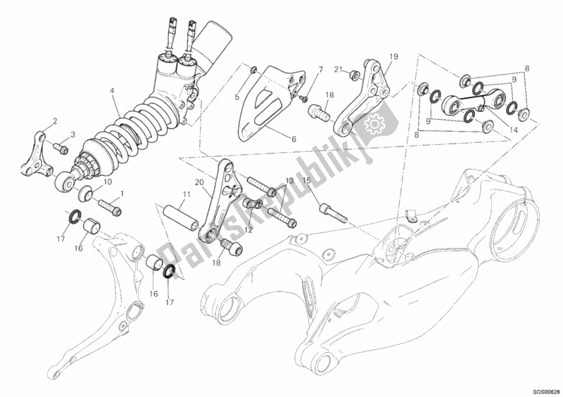 Toutes les pièces pour le Amortisseur Arrière du Ducati Superbike 1199 Panigale S Tricolore USA 2012